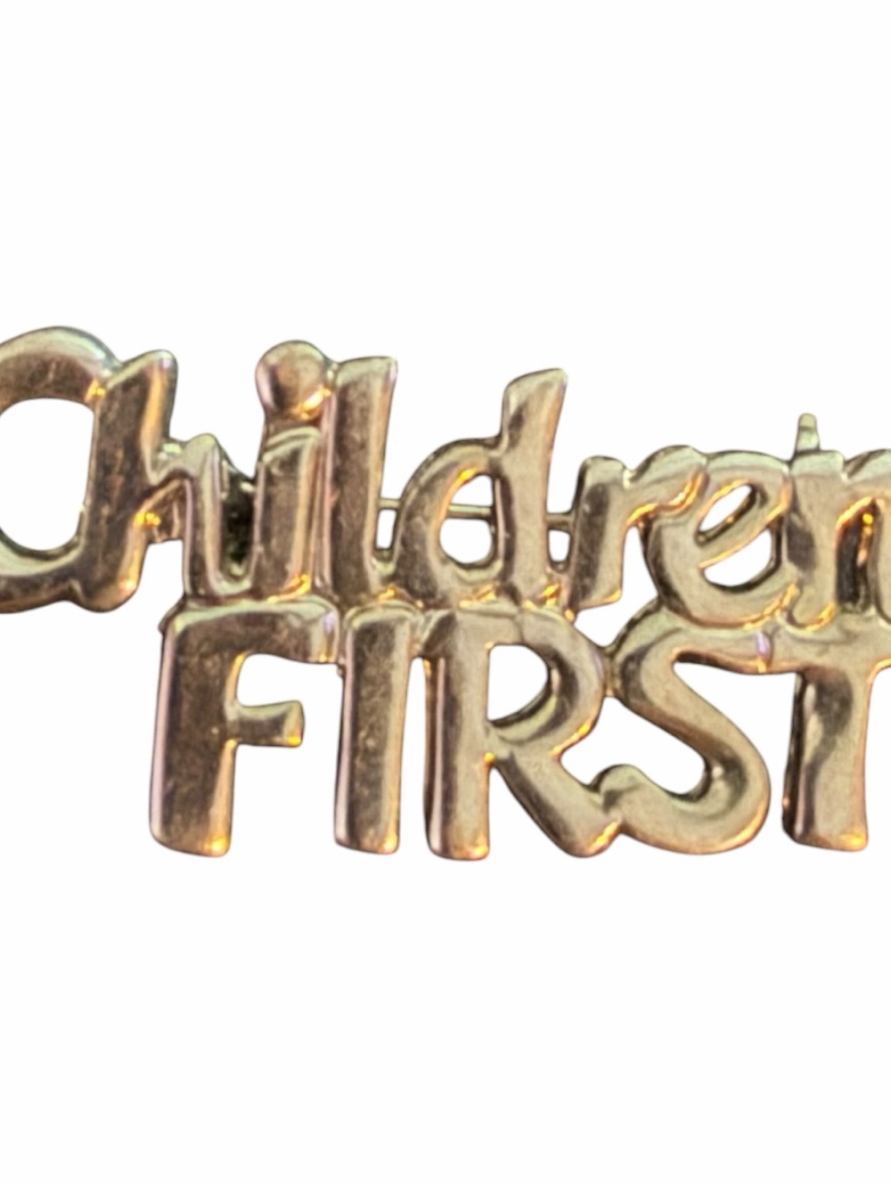 Vintage Children First Pin Silver Tone Teacher Hallmark Inspirational Brooch